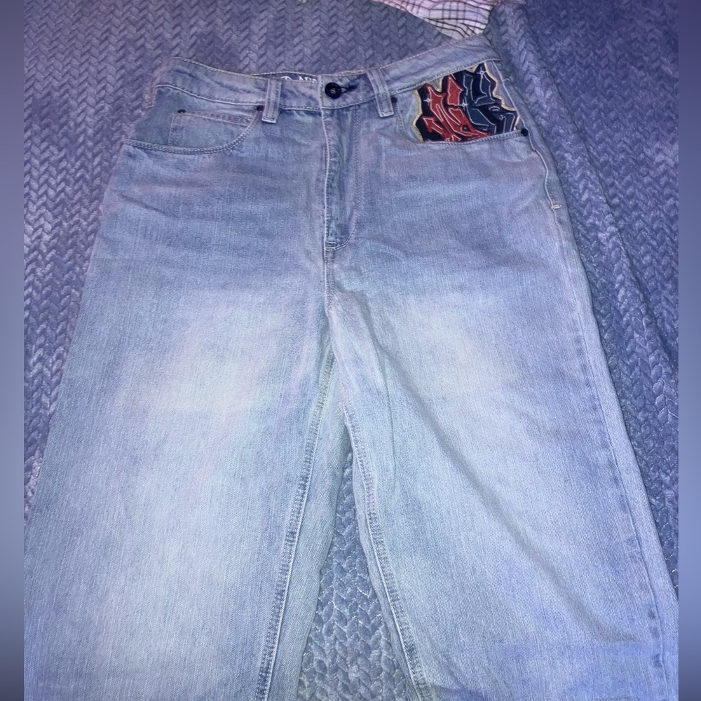ninth hall baggy jeans with print brand new never worn